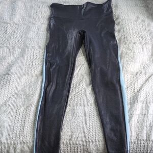 SPANX Black Leggings with Blue Detail